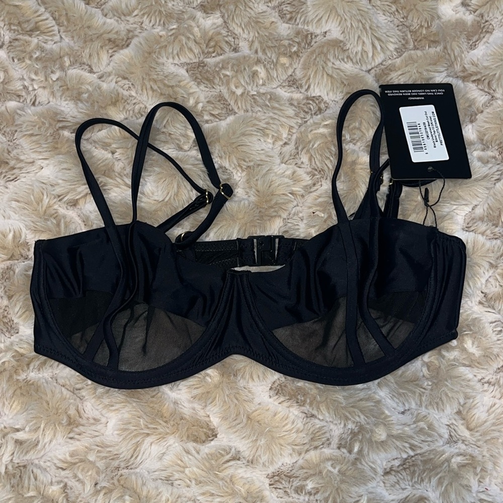 Pretty Little Thing Black Bikini Top Only